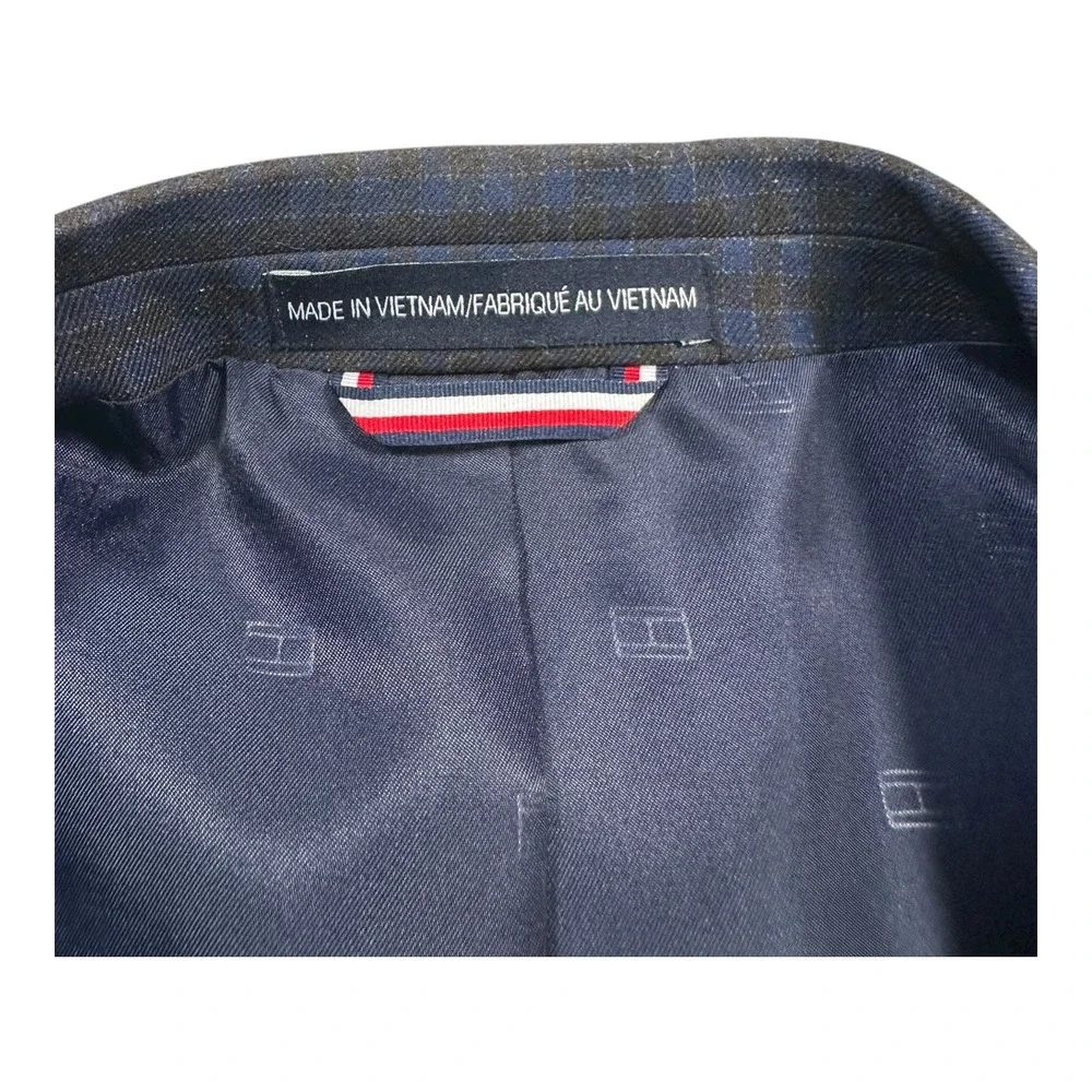 Tommy‎ Hilfiger Mens Blue Plaid Two Button Blazer Sport Coat 48L
